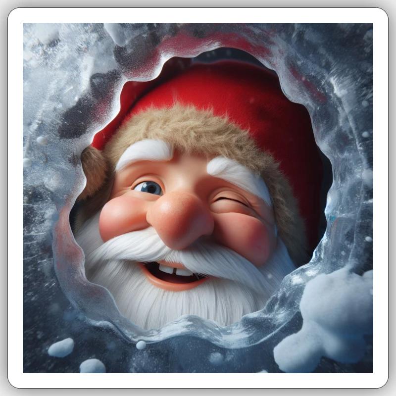 Imp looking through ice laughing Sticker size S (10 x 10 cm)