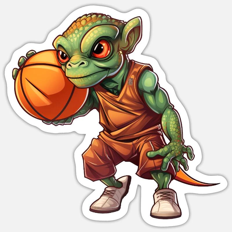 Caméléon de basket-ball - Sticker taille S (10 x 10 cm) - blanc mat