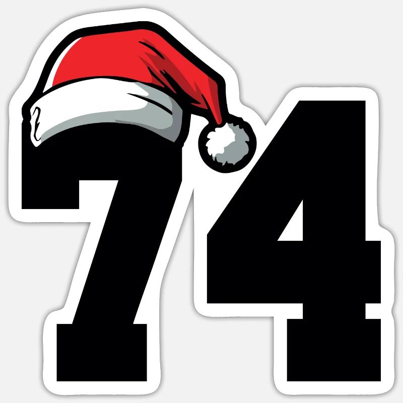74 Numéro Noël - Sticker taille S (10 x 10 cm) - blanc mat