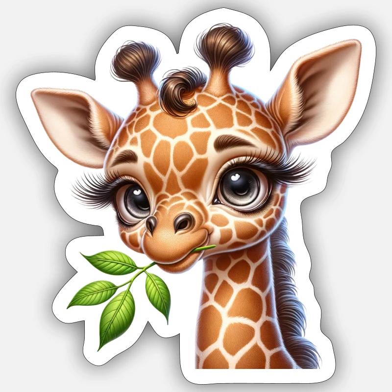 Bébé Girafe - Sticker taille S (10 x 10 cm) - blanc mat
