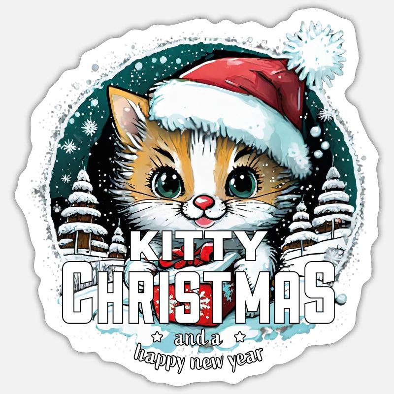 Chat de Noël - Kitty Noël Sticker taille S (10 x 10 cm)