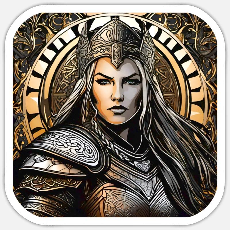 Fière Viking Germanin Shieldmaiden - Sticker taille S (10 x 10 cm) - blanc mat
