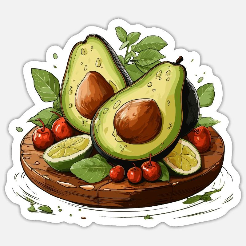 Avocat - Illustration - Sticker taille S (10 x 10 cm) - blanc mat
