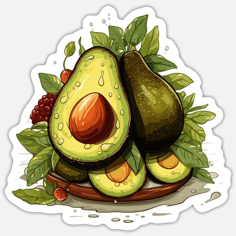Avocat - Illustration - Sticker taille S (10 x 10 cm) - blanc mat