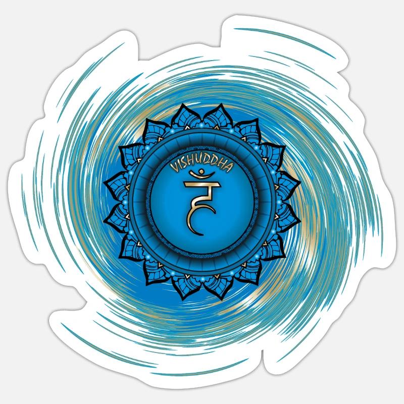 Vishuddha Cinquième Chakra - Sticker taille S (10 x 10 cm) - blanc mat