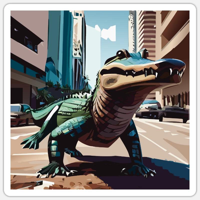 Crocodile dans les rues de Miami Part. 2 Sticker taille S (10 x 10 cm)