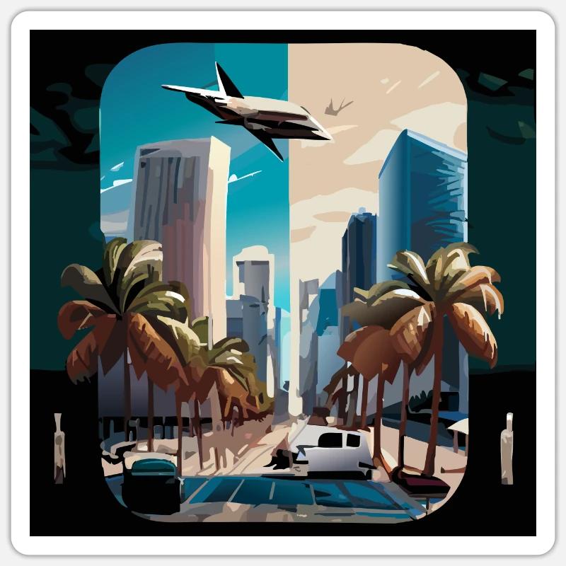 Miami night/day split (Miami Collection) - Sticker Größe S (10 x 10 cm) - Mattweiß
