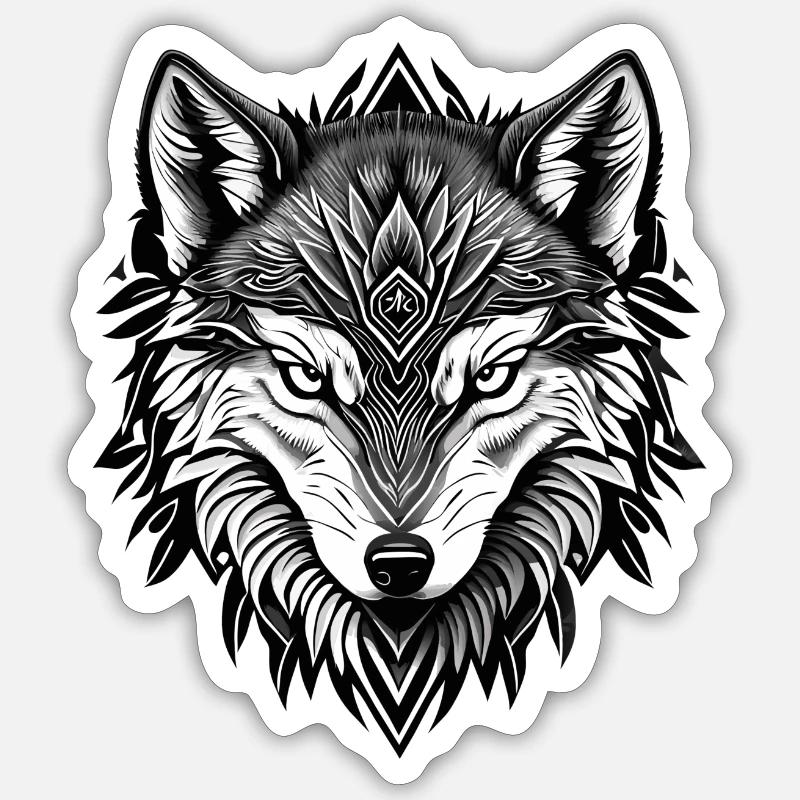 wolf head - Sticker Größe S (10 x 10 cm) - Mattweiß