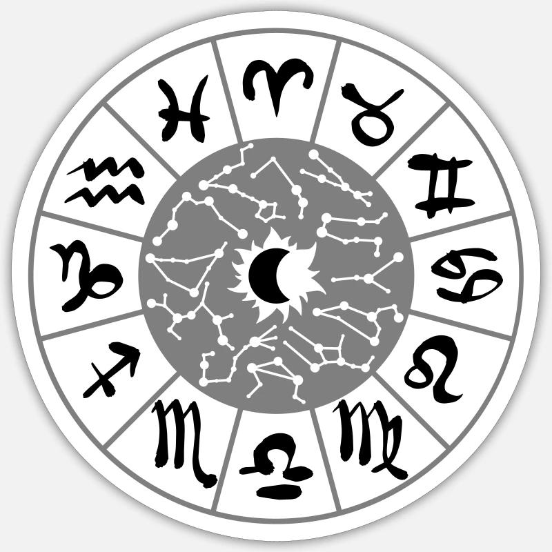 Tierkreis-Kreis - Sticker Größe S (10 x 10 cm) - Mattweiß