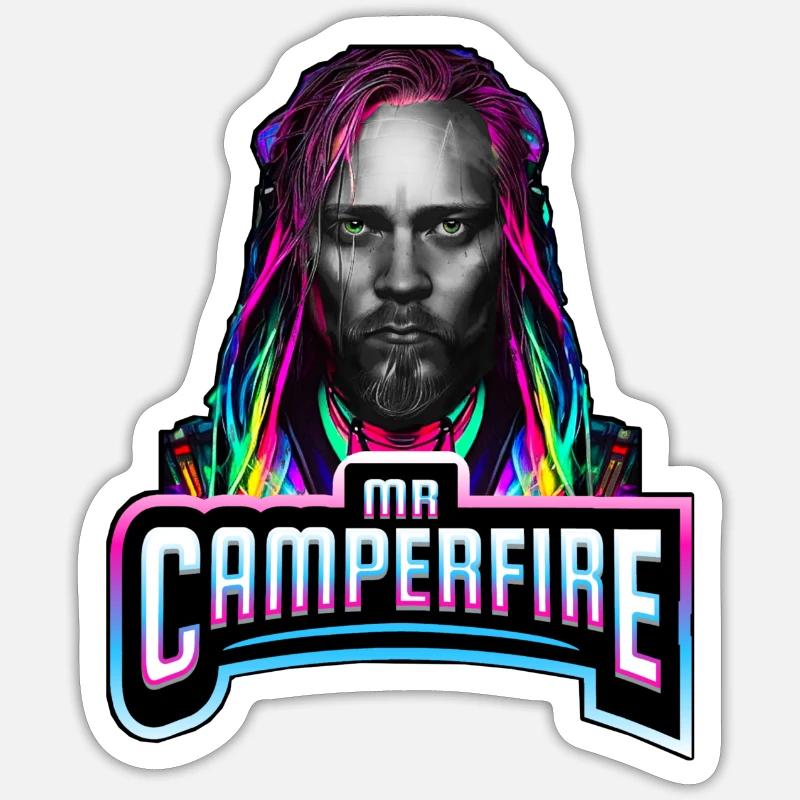Mr Camperfire Face - Sticker size S (10 x 10 cm) - white matte