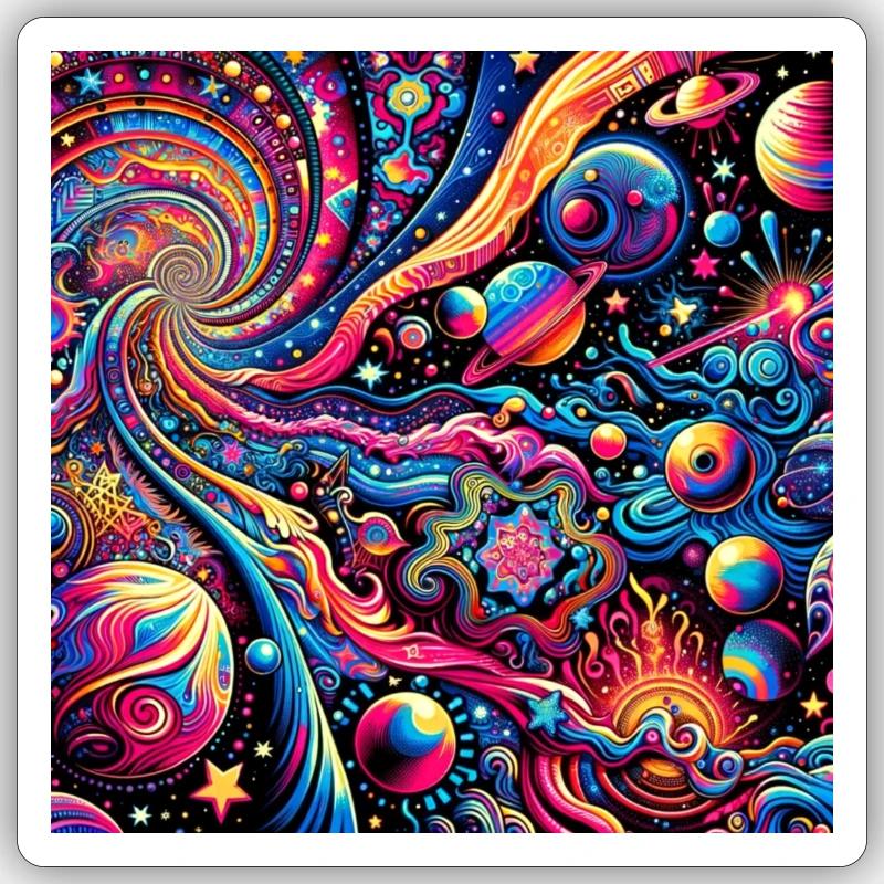 psychedelic artwork inspired - Sticker Größe S (10 x 10 cm) - Mattweiß