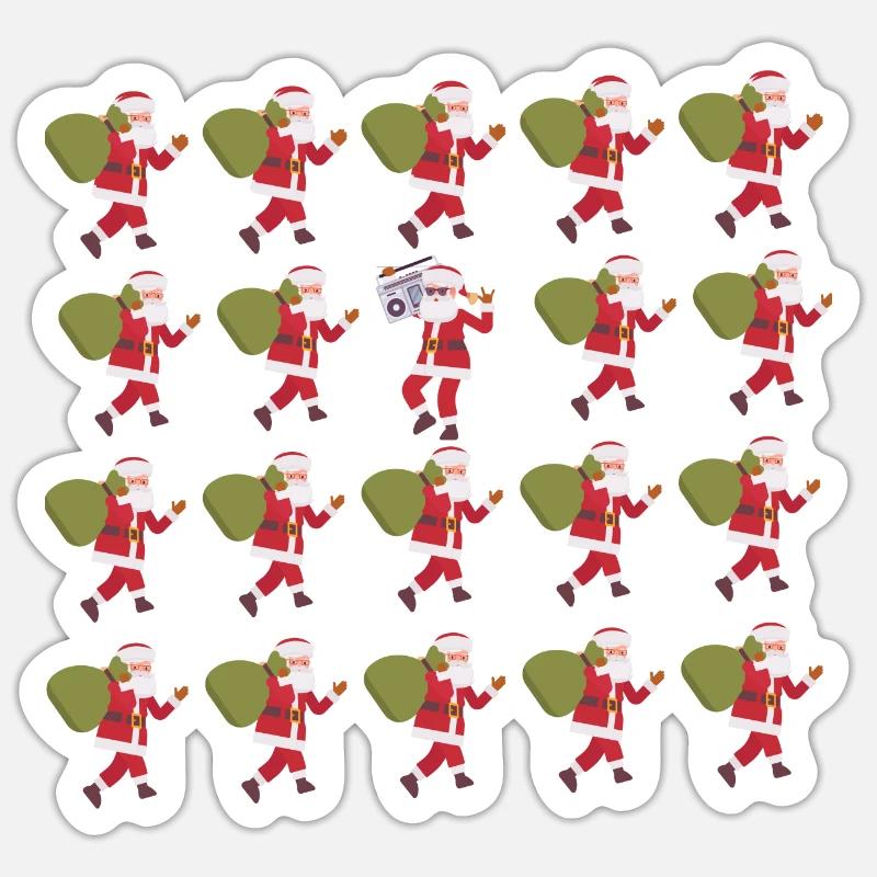 Père Noël cool - penser différemment - Sticker taille S (10 x 10 cm) - blanc mat