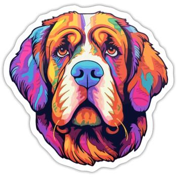 St Bernard Dog Breed Cartoon Kawaii Illustration - Sticker size S (10 x 10 cm) - white matte - Front