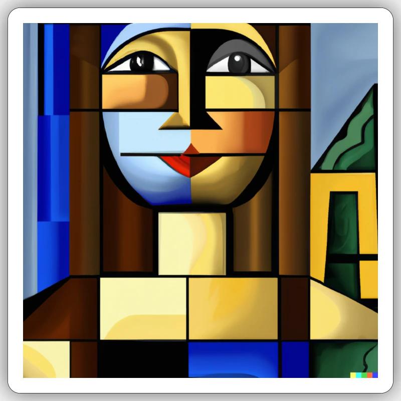 Mona Cube - Sticker taille S (10 x 10 cm) - blanc mat