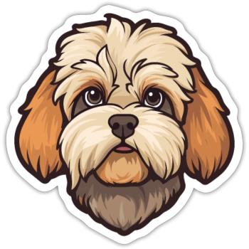 Shih Poo Hunderasse Cartoon Kawaii Illustration - Sticker Größe S (10 x 10 cm) - Mattweiß - Vorne