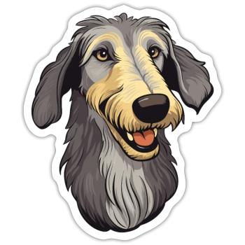 Scottish Deerhound Hunderasse Cartoon Kawaii Illust - Sticker Größe S (10 x 10 cm) - Mattweiß - Vorne