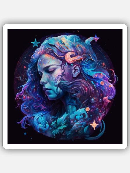 Aquarius - Sticker Größe S (10 x 10 cm) - Mattweiß