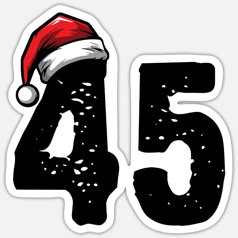 45 Numéro Noël - Sticker taille S (10 x 10 cm) - blanc mat