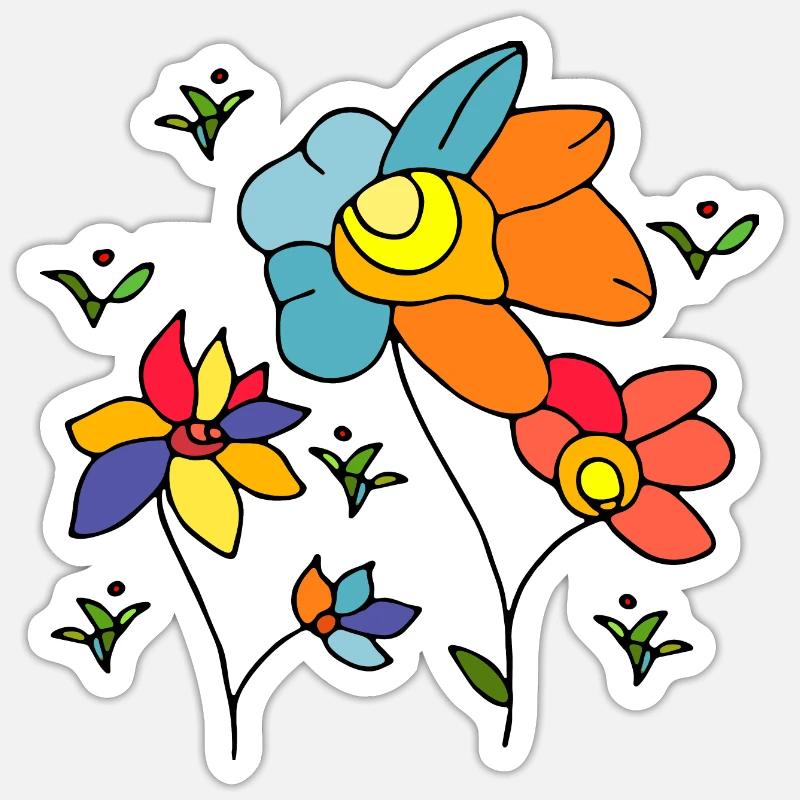 Fleur - Sticker taille S (10 x 10 cm) - blanc mat
