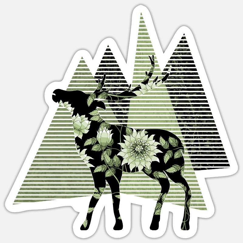 Cerf - Sticker taille S (10 x 10 cm) - blanc mat