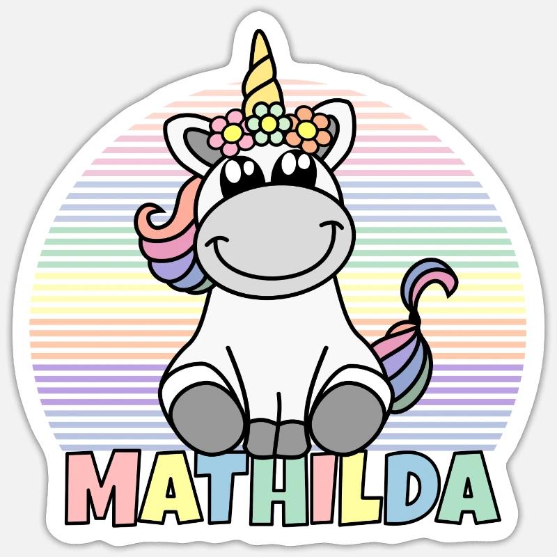 Mathilda Einhorn Name - Sticker Größe S (10 x 10 cm) - Mattweiß