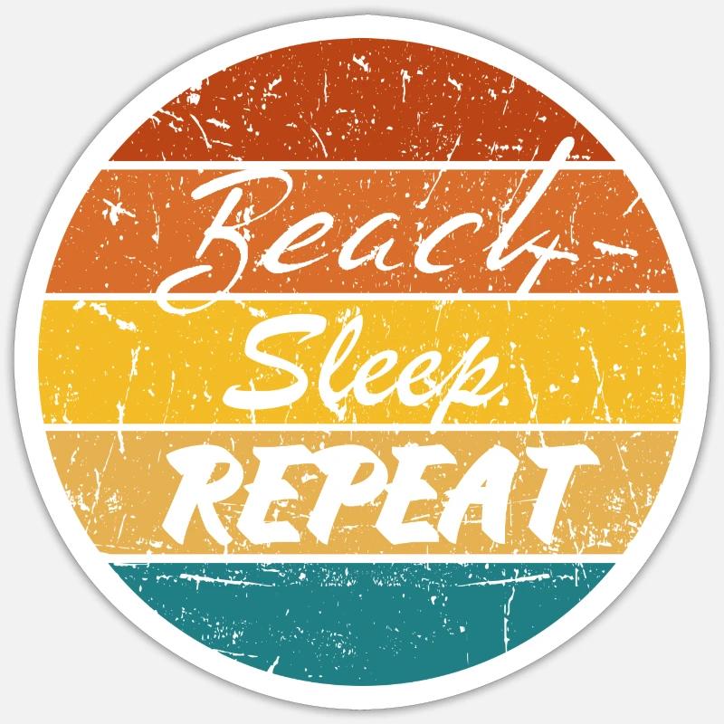 Beach Sleep Repeat 7 Sticker size S (10 x 10 cm)