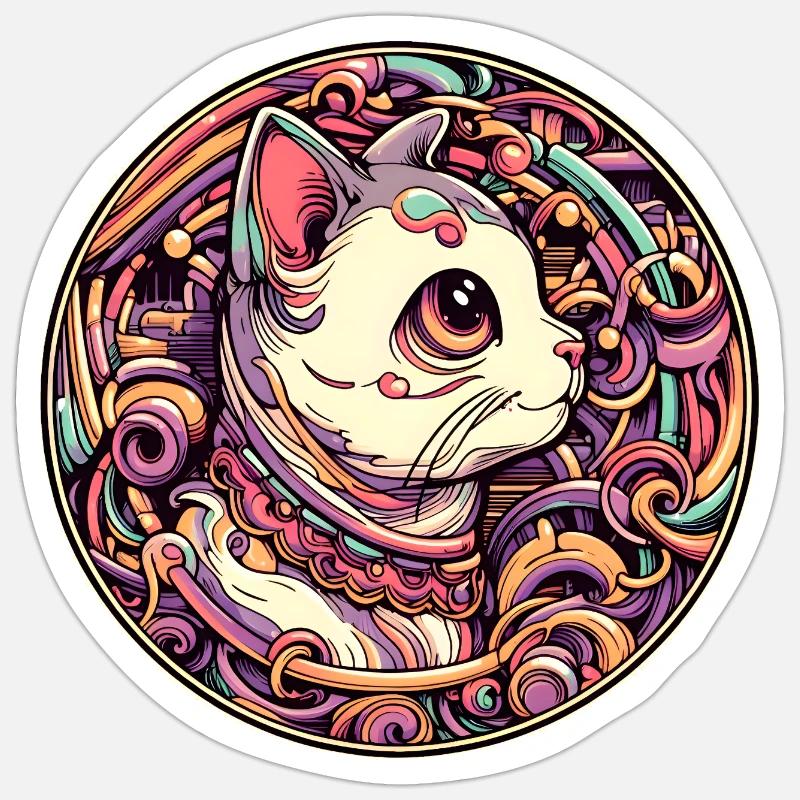 Chat mignon Sticker taille S (10 x 10 cm)