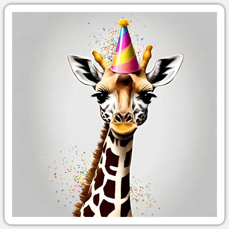 Giraffe Geburtstag - Sticker Größe S (10 x 10 cm) - Mattweiß