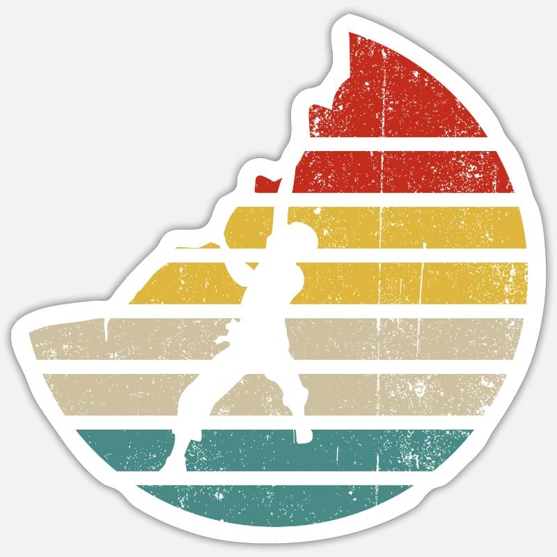 Silhouette rétro du Coucher de Soleil - Sticker taille S (10 x 10 cm) - blanc mat