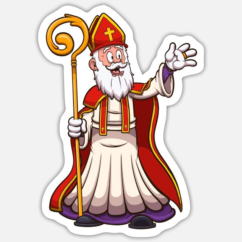 Saint Nicolas agitant la main - Sticker taille S (10 x 10 cm) - blanc mat