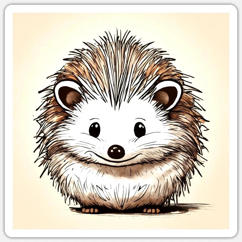 Hérisson Mignon - Sticker taille S (10 x 10 cm) - blanc mat