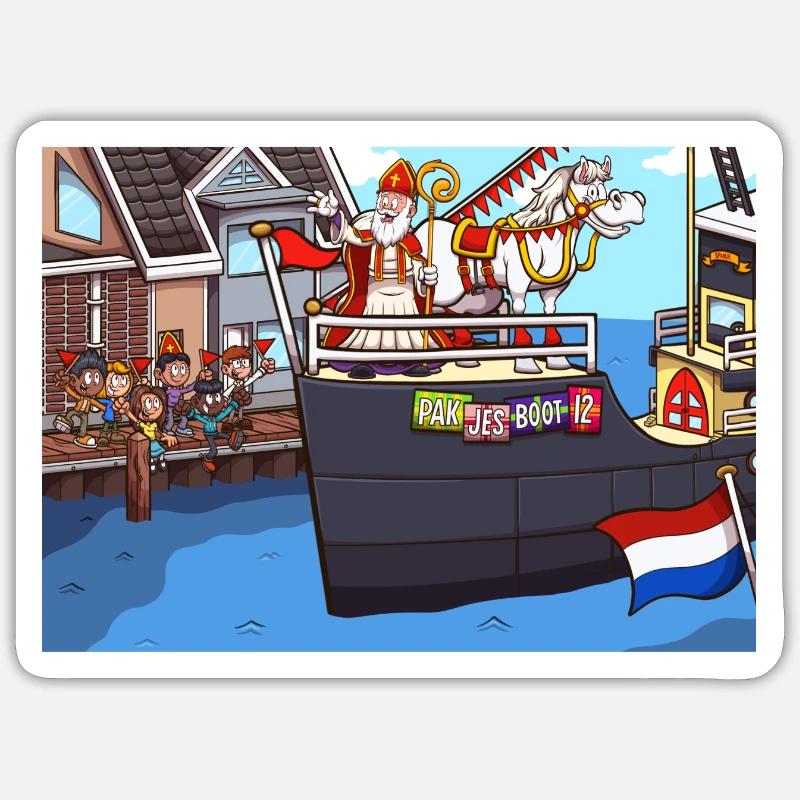 Arrivée de Saint-Nicolas Sticker taille S (10 x 10 cm)