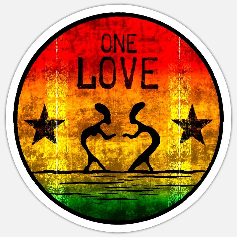 one love reggae 2 - Sticker Größe S (10 x 10 cm) - Mattweiß
