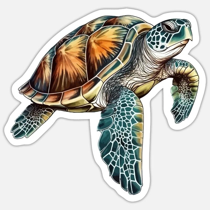 Turtle Underwater Design for Divers Sticker size S (10 x 10 cm)