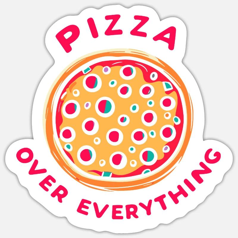 Pizza sur tout - Sticker taille S (10 x 10 cm) - blanc mat