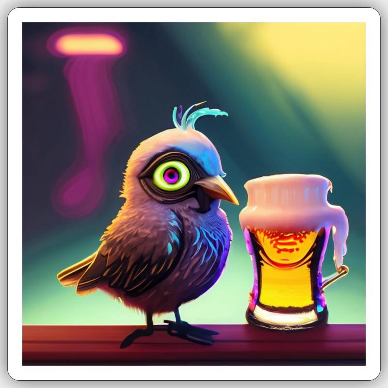 mit einem Bier Sticker Größe S (10 x 10 cm)