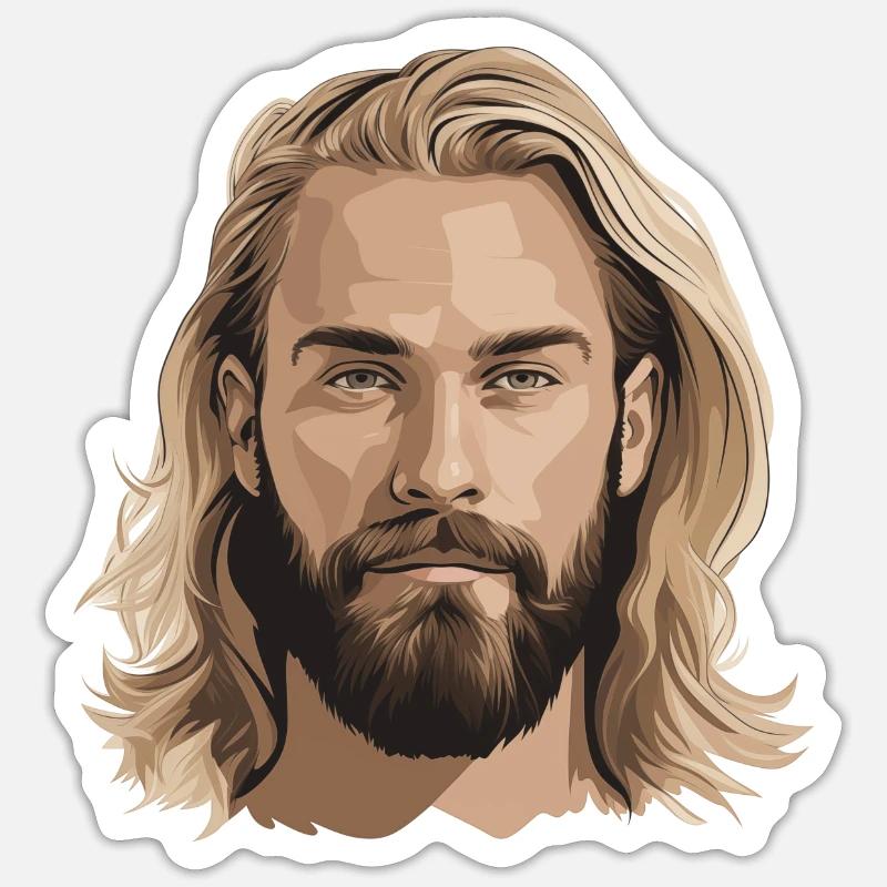 Blond man with beard Sticker size S (10 x 10 cm)