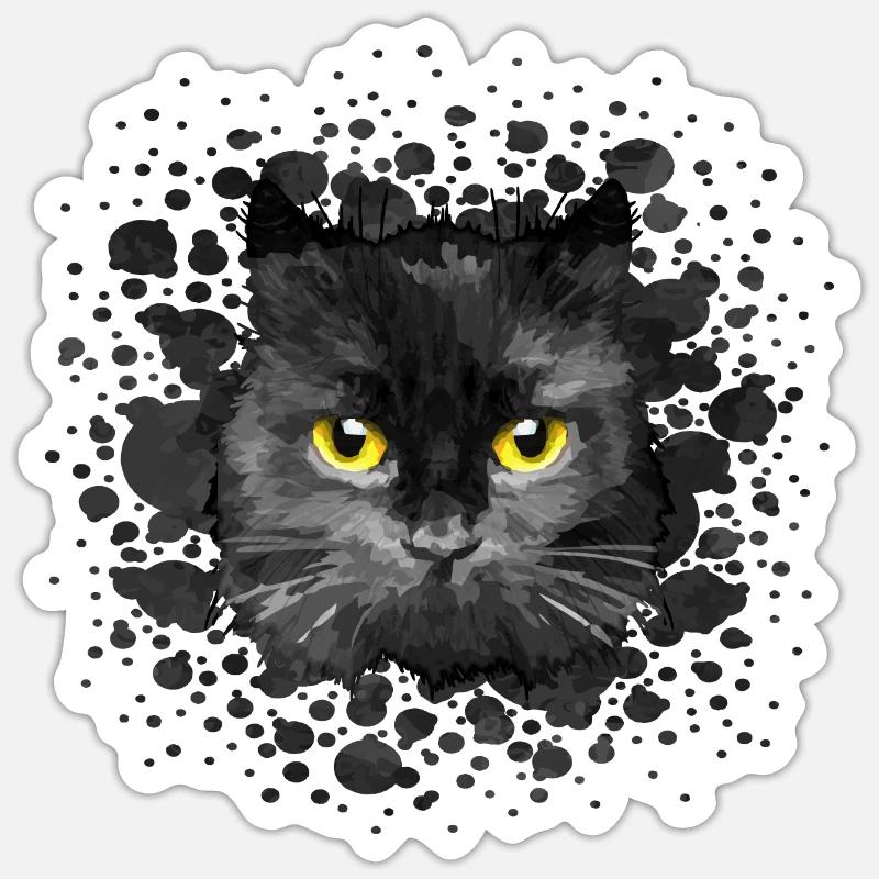 Chat - Sticker taille S (10 x 10 cm) - blanc mat
