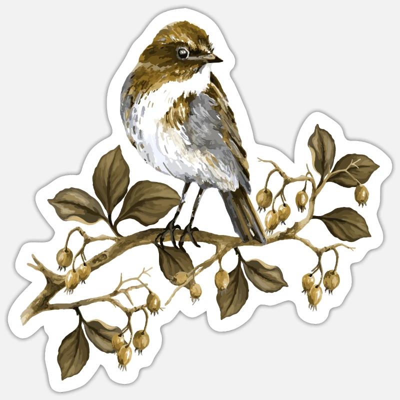 Oiseau - Sticker taille S (10 x 10 cm) - blanc mat