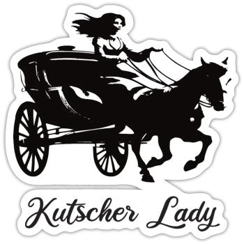 Kutscher Lady - Reiterin mit Pferdekutsche - Sticker Größe S (10 x 10 cm) - Mattweiß - Vorne