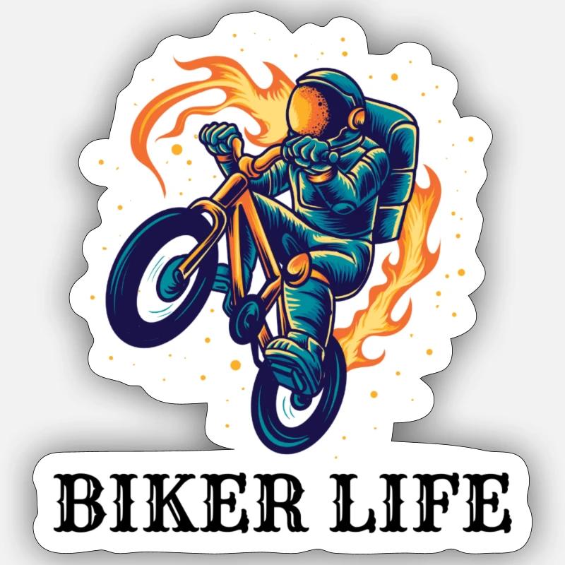 Cosmic Biker - Sticker size S (10 x 10 cm) - white matte