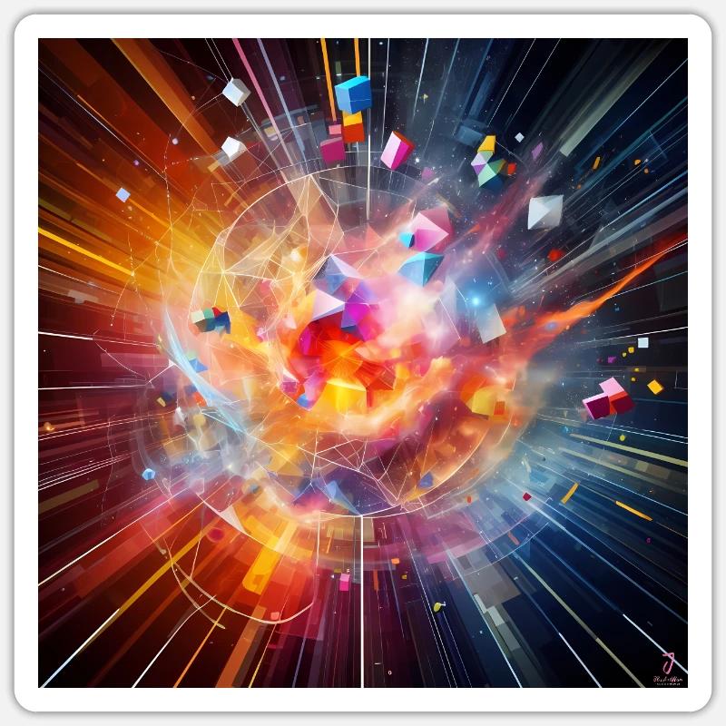 Abstrakte Explosion des Nebels - Sticker Größe S (10 x 10 cm) - Mattweiß