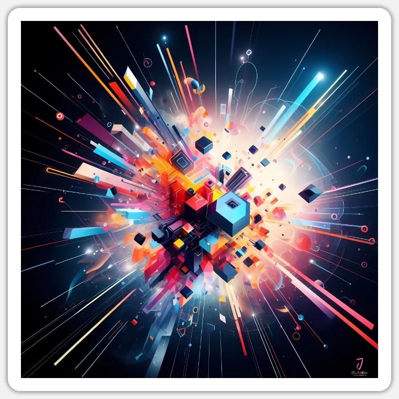 explosion abstraite geometrique - Sticker taille S (10 x 10 cm) - blanc mat