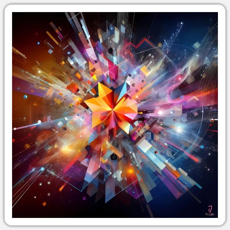 Abstract Star Explosion Art - Sticker size S (10 x 10 cm) - white matte