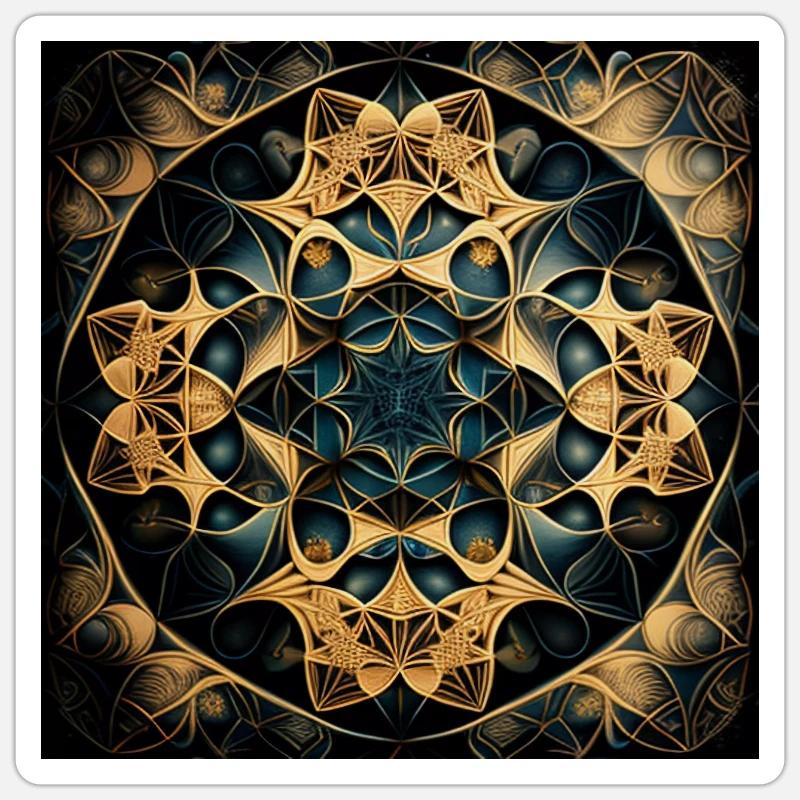 Fractal Mandala - Sticker taille S (10 x 10 cm) - blanc mat