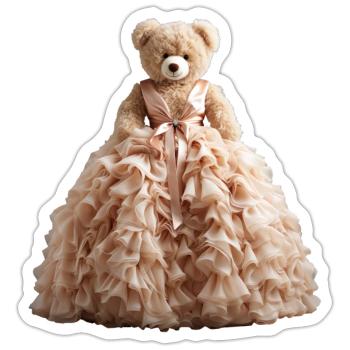 Teddy bear in wedding dress - Sticker size S (10 x 10 cm) - white matte - Front