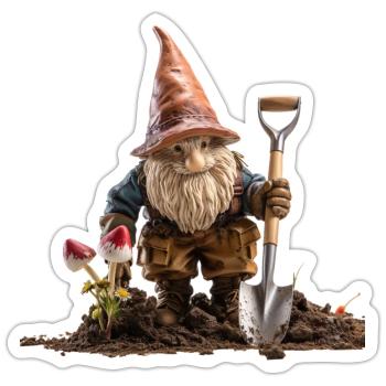 Humor im Garten mit Gartenzwerge - Sticker Größe S (10 x 10 cm) - Mattweiß - Vorne