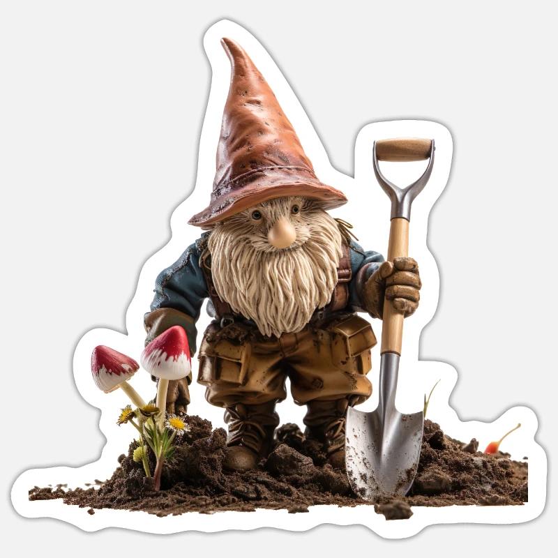 Humor im Garten mit Gartenzwerge - Sticker Größe S (10 x 10 cm) - Mattweiß