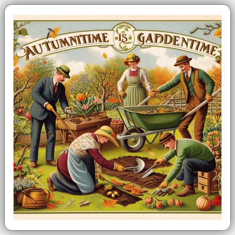 Autumn is garden time - Sticker size S (10 x 10 cm) - white matte