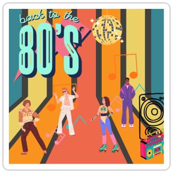 Retro Roller Groove - Sticker size S (10 x 10 cm) - white matte - Front